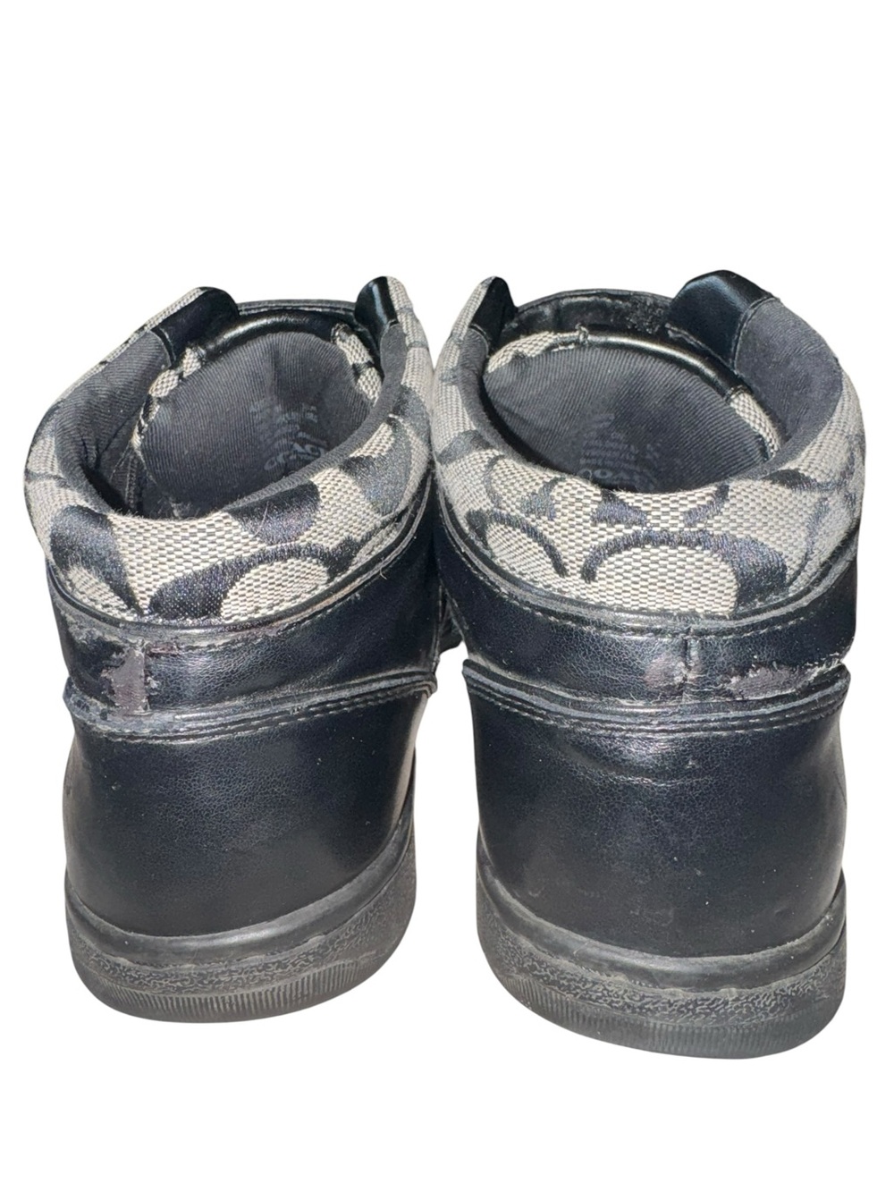 Coach Signature Sneakers Black Gray High Top Logo Lace Up Women’s 7.5 - Picture 3 of 7